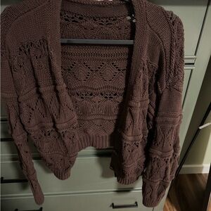 Elegant Brown Women's Knit Cardigan